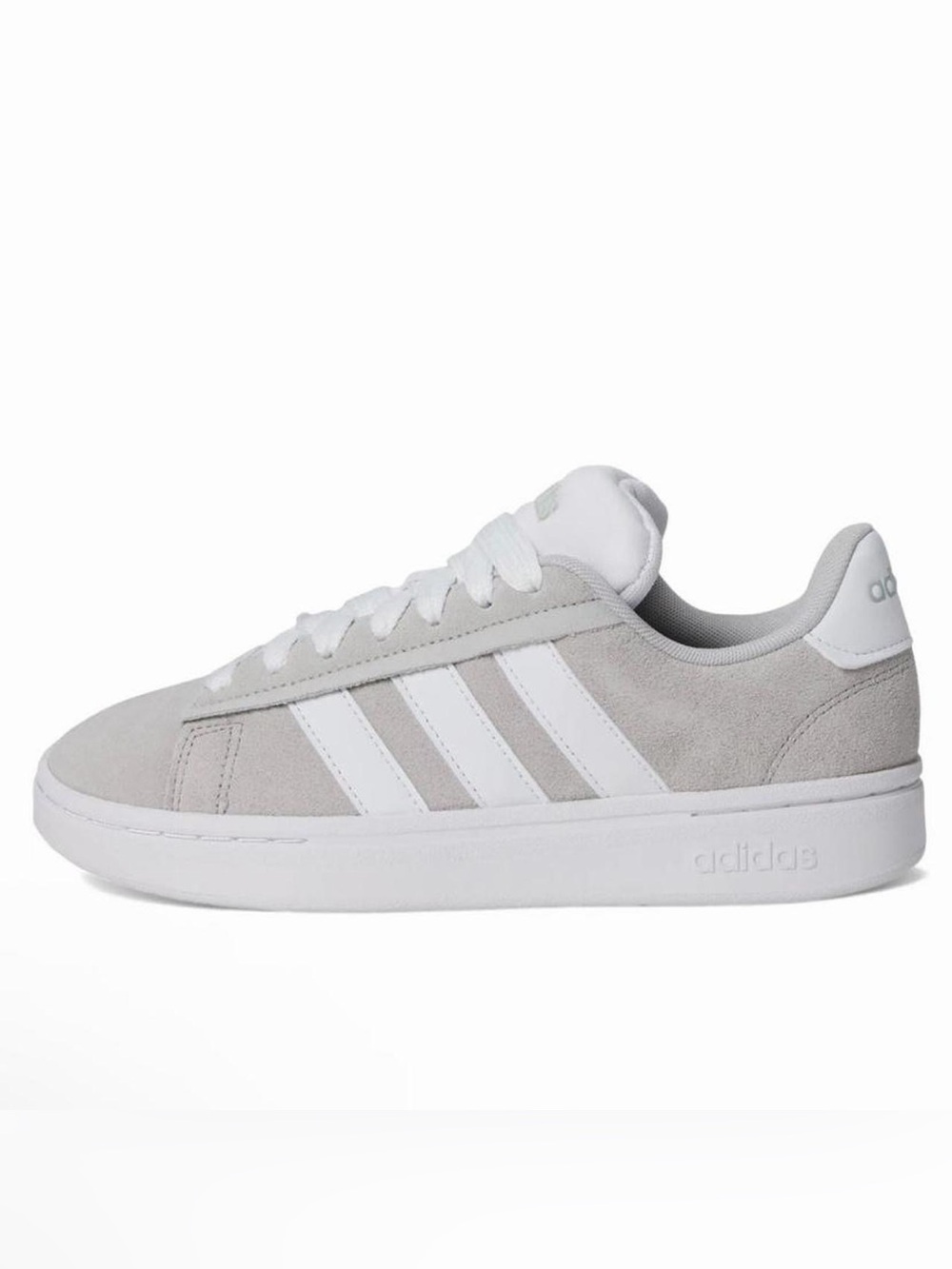 Adidas women’s Grand Court Alpha Light Gray Suede Low-Top Sneakers
